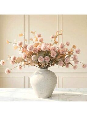Beige Artificial Chrysanthemum Flowers Silk Faux Floral Arrangement Decor